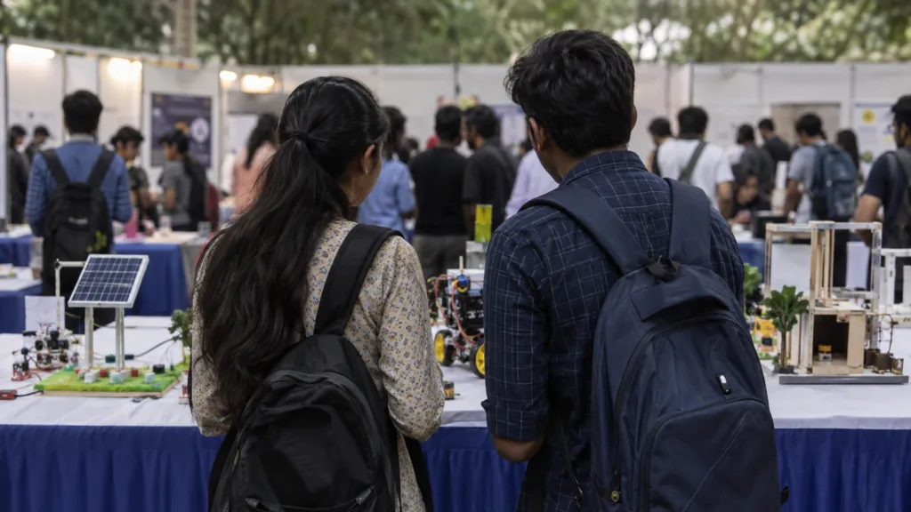 યુવા વૈજ્ઞાનિકોનું AI દ્વારા બનાવેલું પ્રતીકાત્મક ચિત્ર